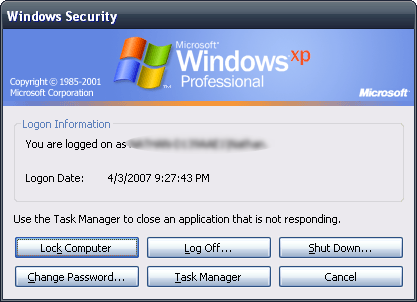 Окно безопасности Windows NT
